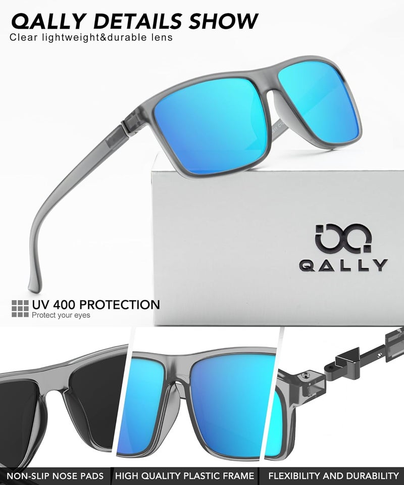 QALLY Store Polarized Sunglasses for Men Rectangular Frame Men's Polarized Sunglasses Sports Sunglasses with UV400 Protection - Image 3